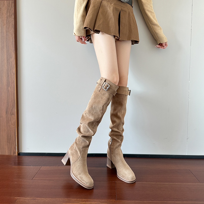 Sewing Nylon - Botas hasta la rodilla de tacón